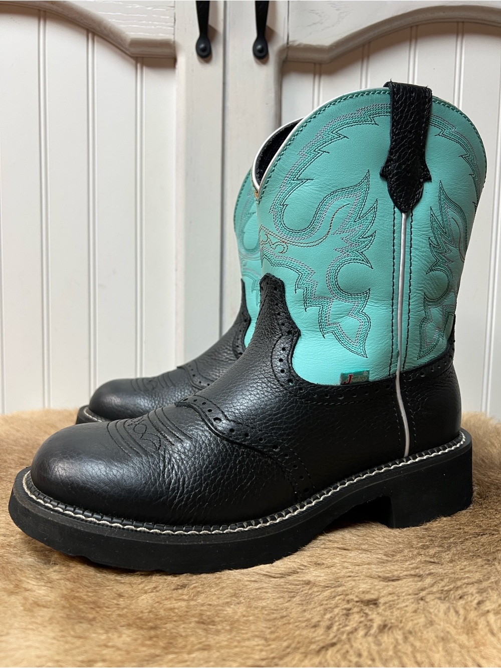 Justin Gypsy Turquoise Fat Baby Western Cowboy Boots 9.5